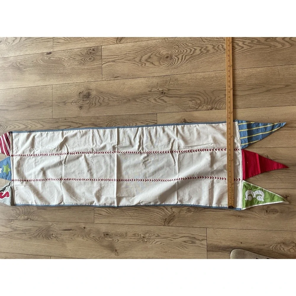 Pottery Barn Kids Baseball Pennant Sports Themed Table Runner 70x17  100% Cotton
